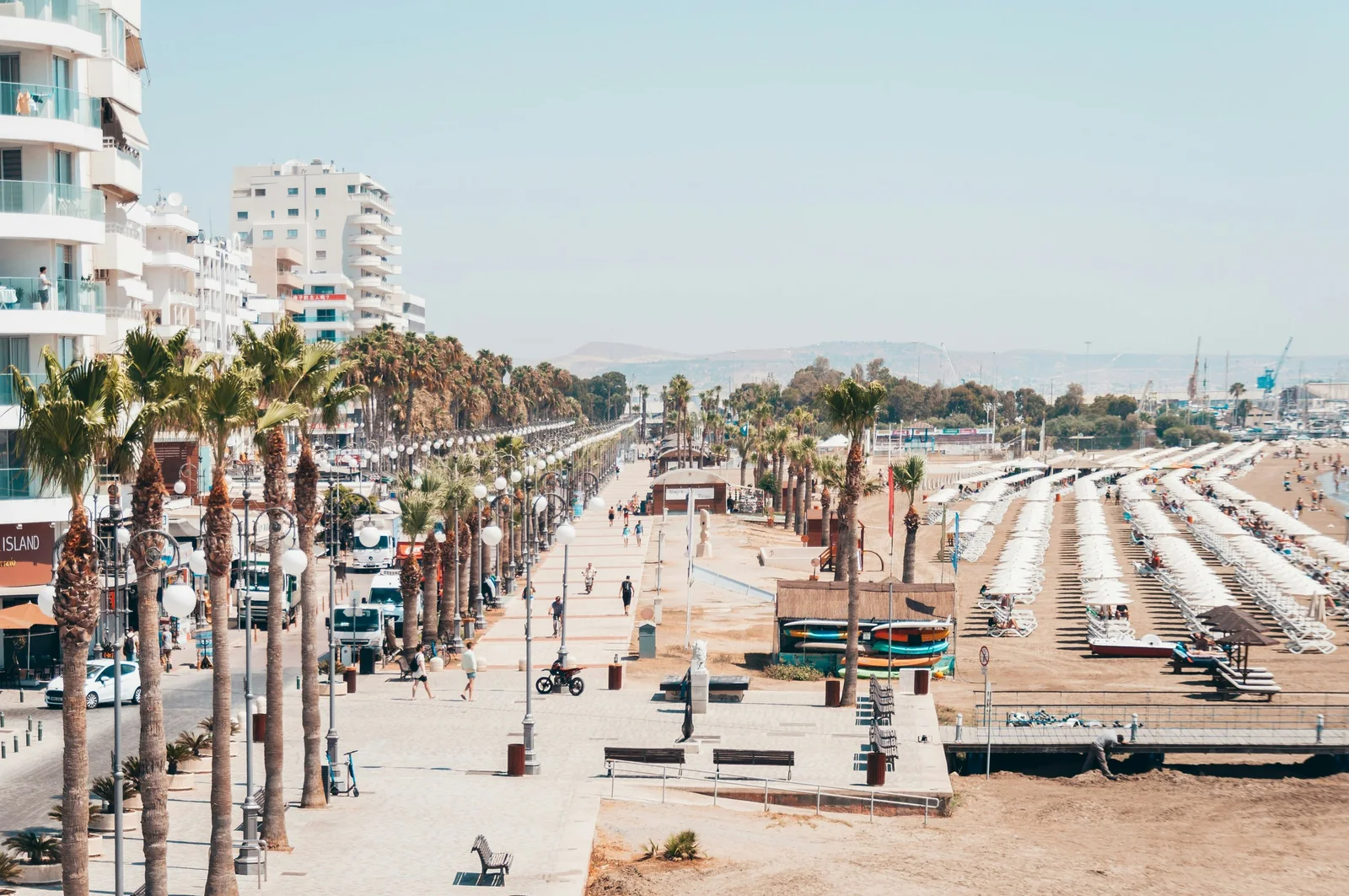 Finikoudes promenade and beach in Larnaca