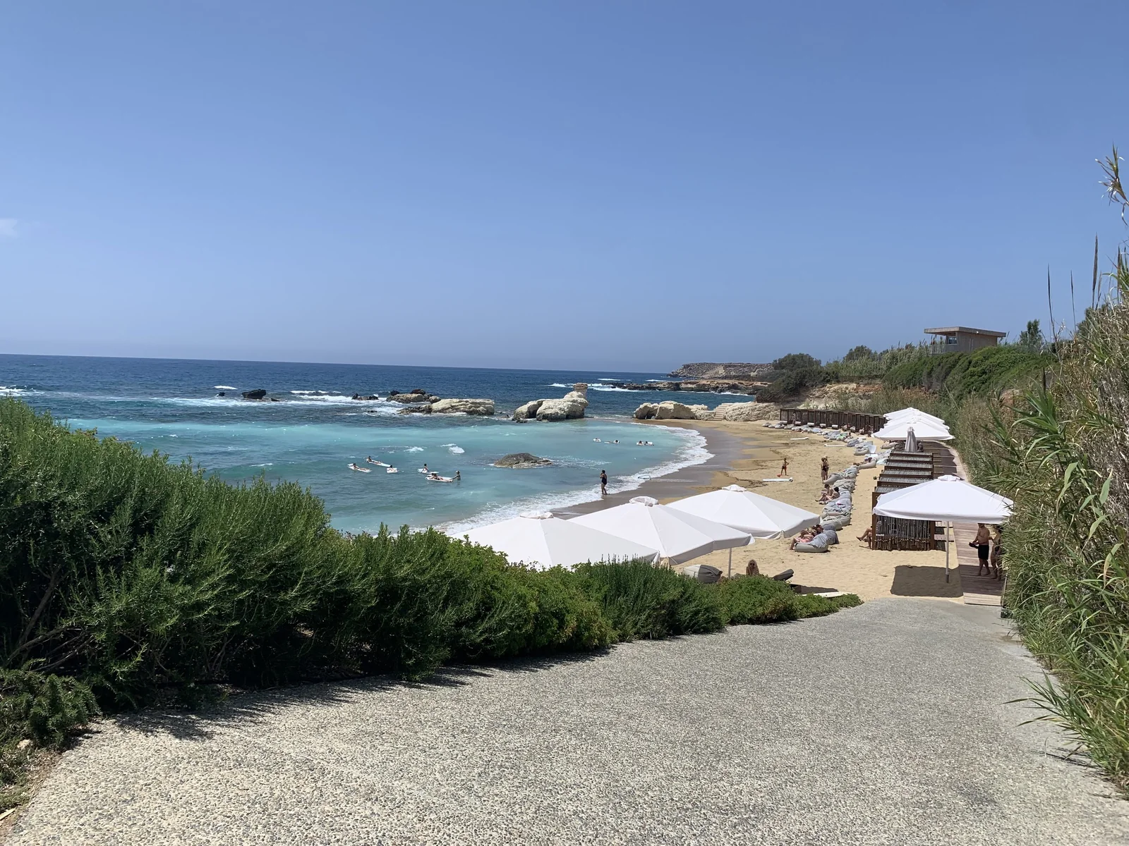 A quiet sandy cove on the Paphos coast near Coral Bay
