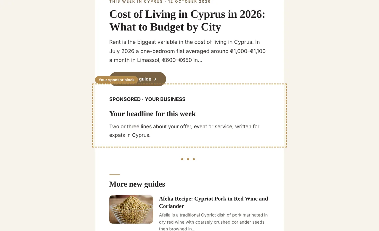 Example: Your newsletter block (desktop)