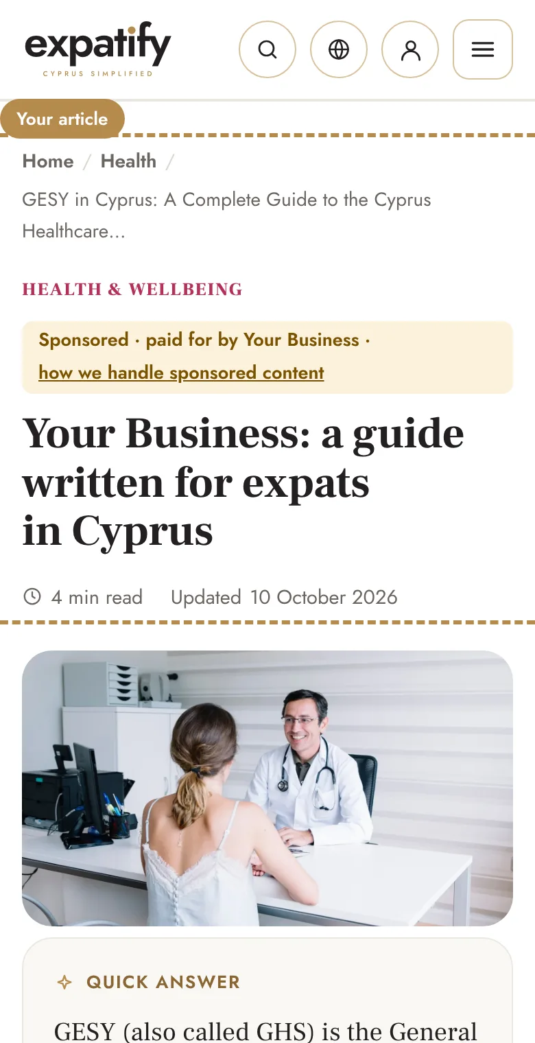 Example: Your sponsored article (phone)