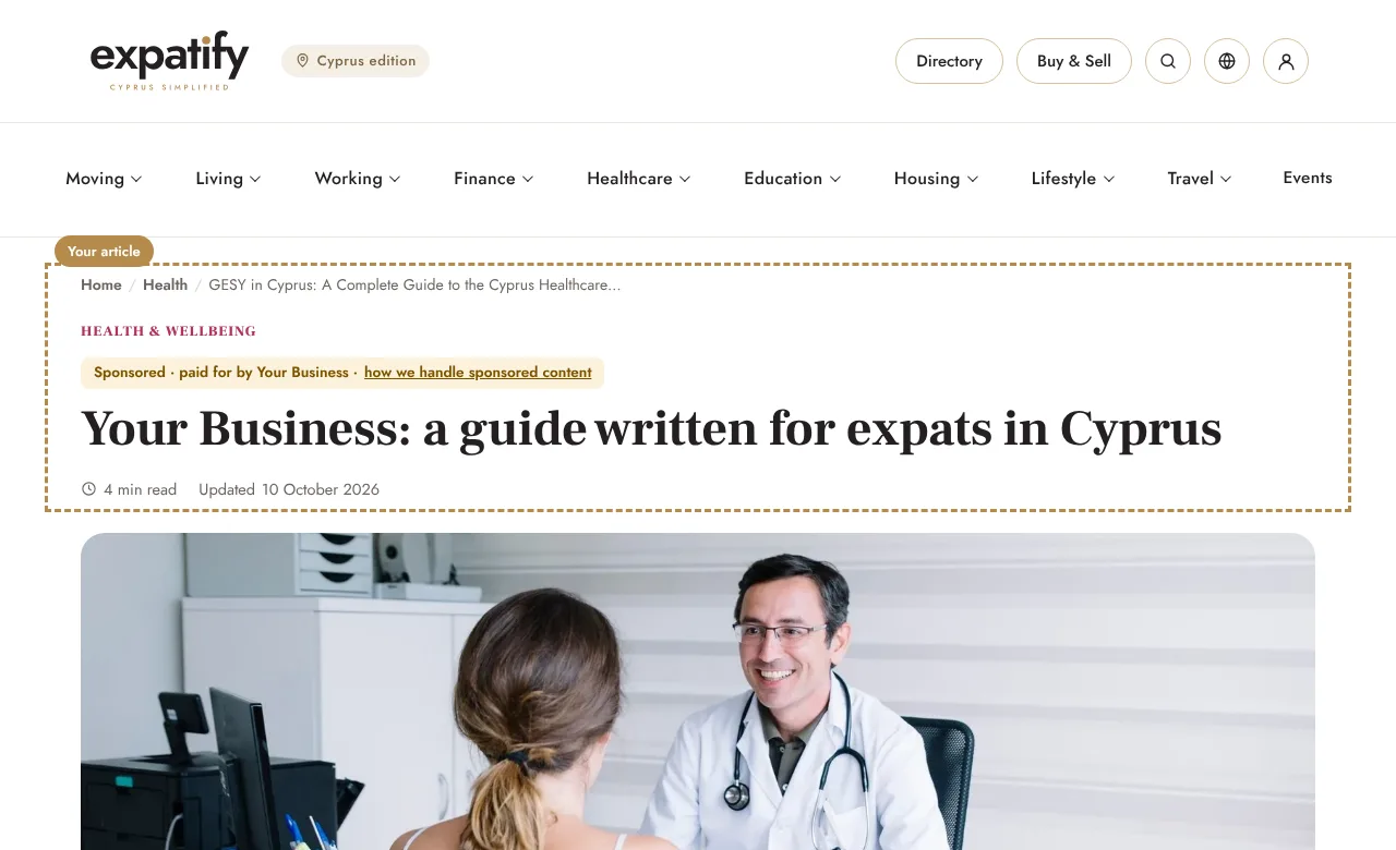 Example: Your sponsored article (desktop)