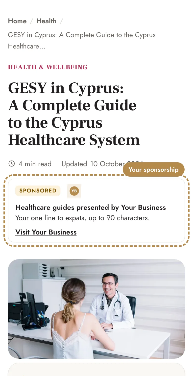 Example: Your sponsorship at the top of every guide in the section (phone)
