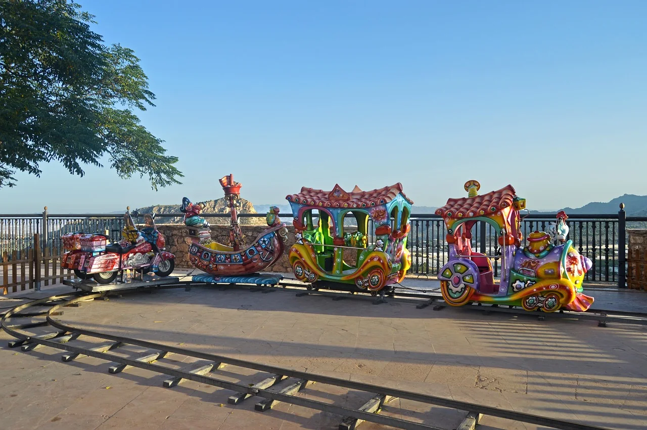 Children playing at a seaside playground