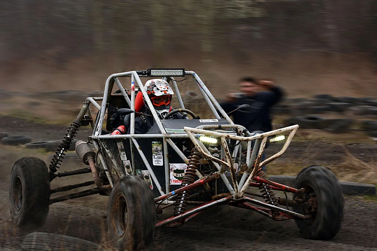 Off-road buggy on a dirt track, the kind used for buggy safaris in Cyprus