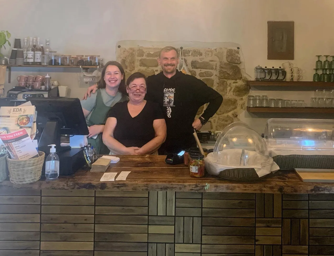 Counter and dining room of EDA Family Café in Kouklia, Paphos