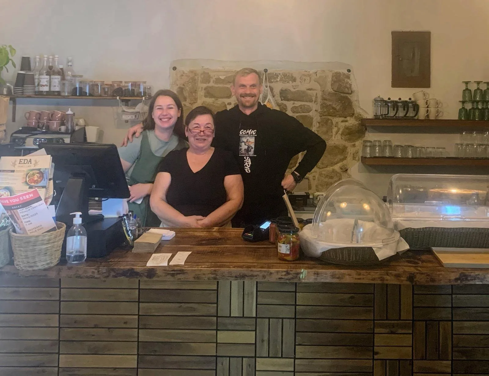 Elena, Daria and Alex, the founders of EDA Family Café in Kouklia