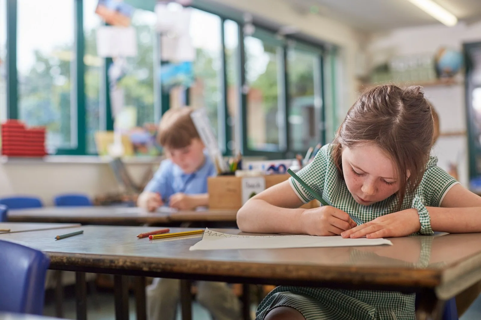 Child in a primary school classroom in Cyprus