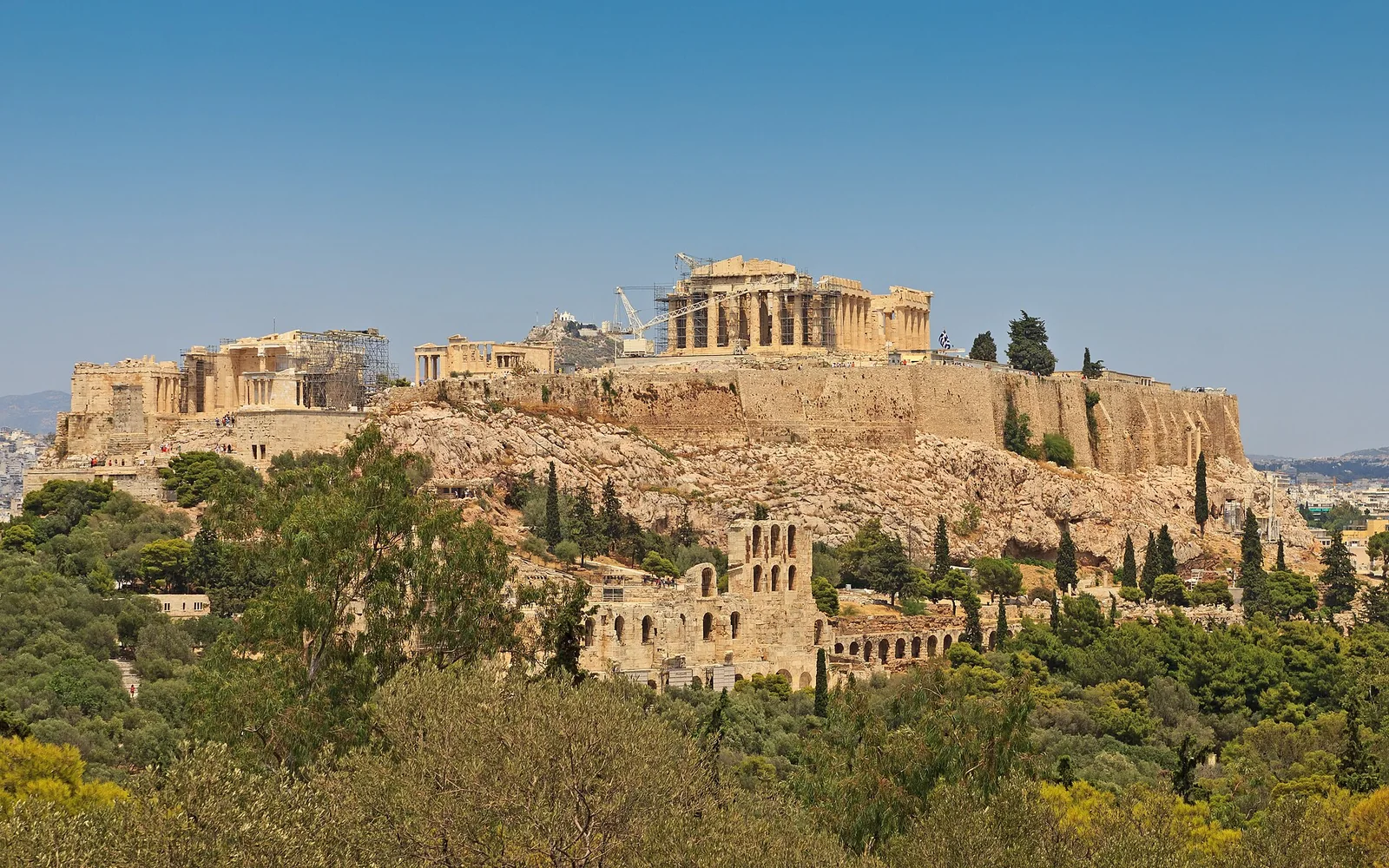 The Acropolis in Athens seen from Philopappos Hill, a short direct flight from Cyprus
