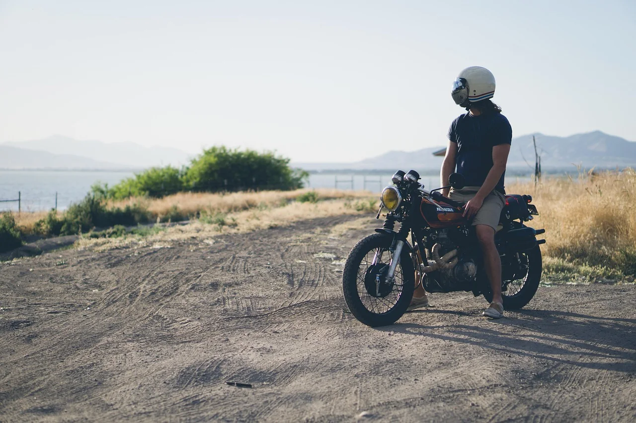 Motorbike on a coastal road by the sea
