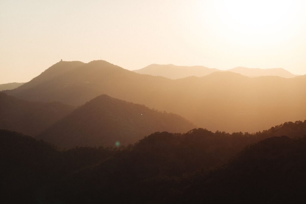 Cyprus mountains near Kykkos Monastery at golden sunset